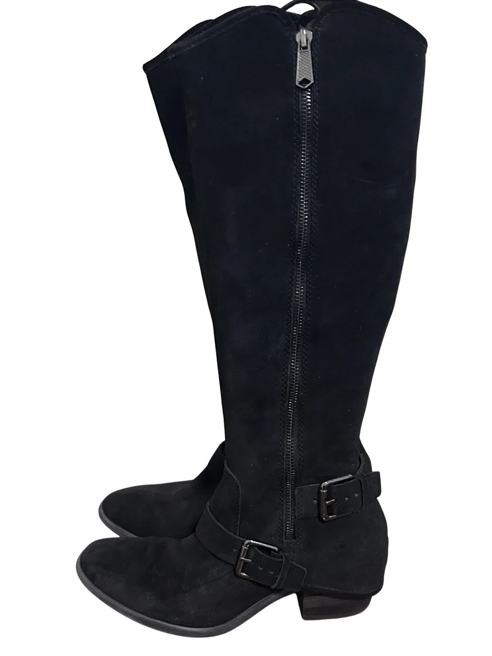 Donald J. Pliner Black Suede Over-the-Knee Boots with Buckle